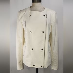 Banana Republic women's zipper blazer top white large
